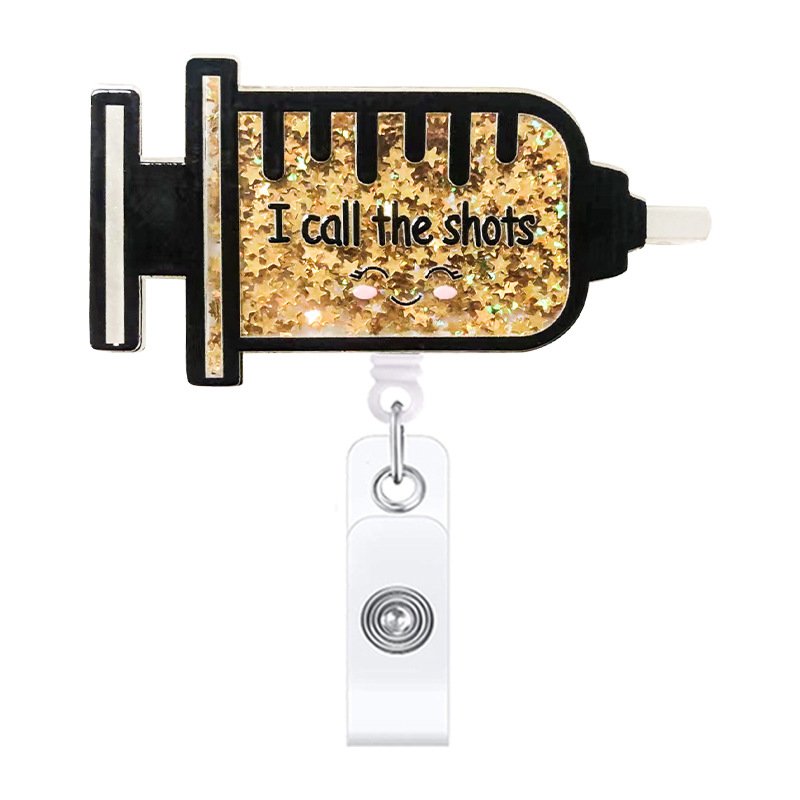 Acrylic Glitter Retractable Badge Reel Holder Clip for Doctor Nurse Gift