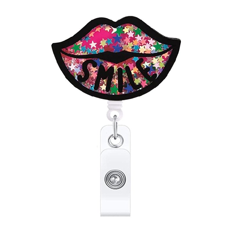 Acrylic Glitter Retractable Badge Reel Holder Clip for Doctor Nurse Gift