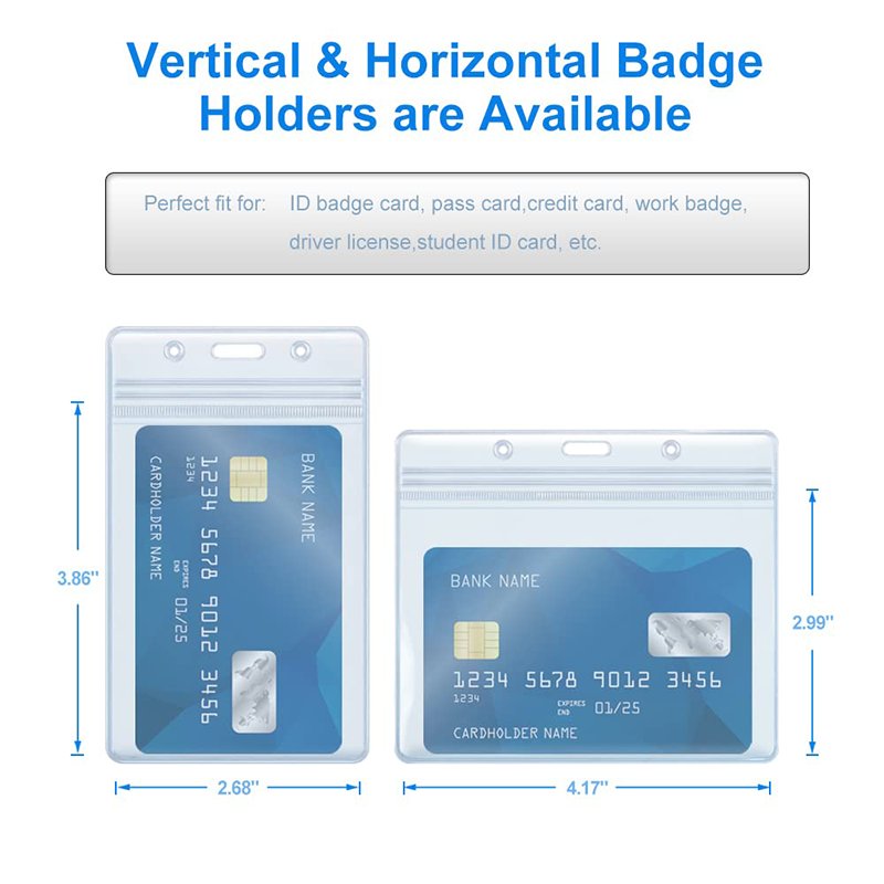 NO minimum Waterproof PVC Clear Plastic card holder for ID Card Staff Badge Soft Card Pocket Sleeve