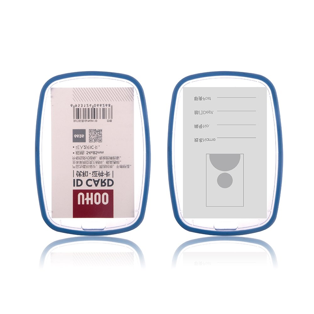 UHOO Acrylic Vertical id card holder plastic Double Sided Visible High Transparent Soft Frame Multicolor Business Card Holder