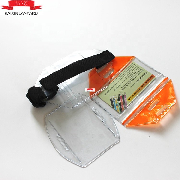 Popular Arm Band Badge Holder PVC Name ID Card Holder,cheap custom arm band with elastic band.