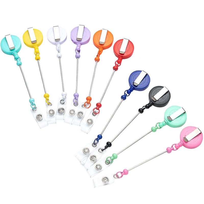BECOL New Arrival Creative Colorful Nurse ID Card Hold Retractable Badge Clip DIY Beaded Keychain Beads Blank Bar for Gifts