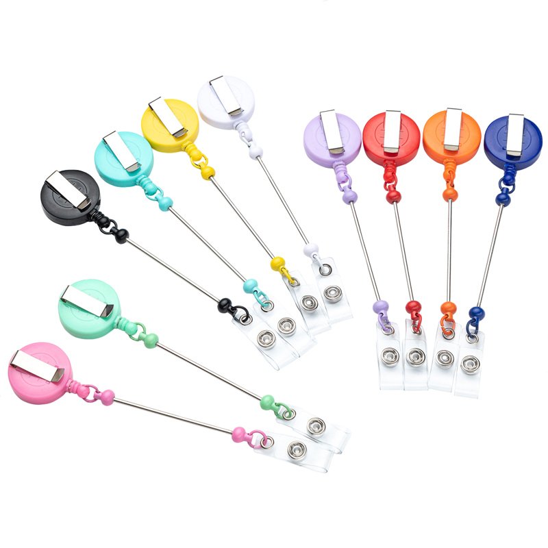 BECOL New Arrival Creative Colorful Nurse ID Card Hold Retractable Badge Clip DIY Beaded Keychain Beads Blank Bar for Gifts