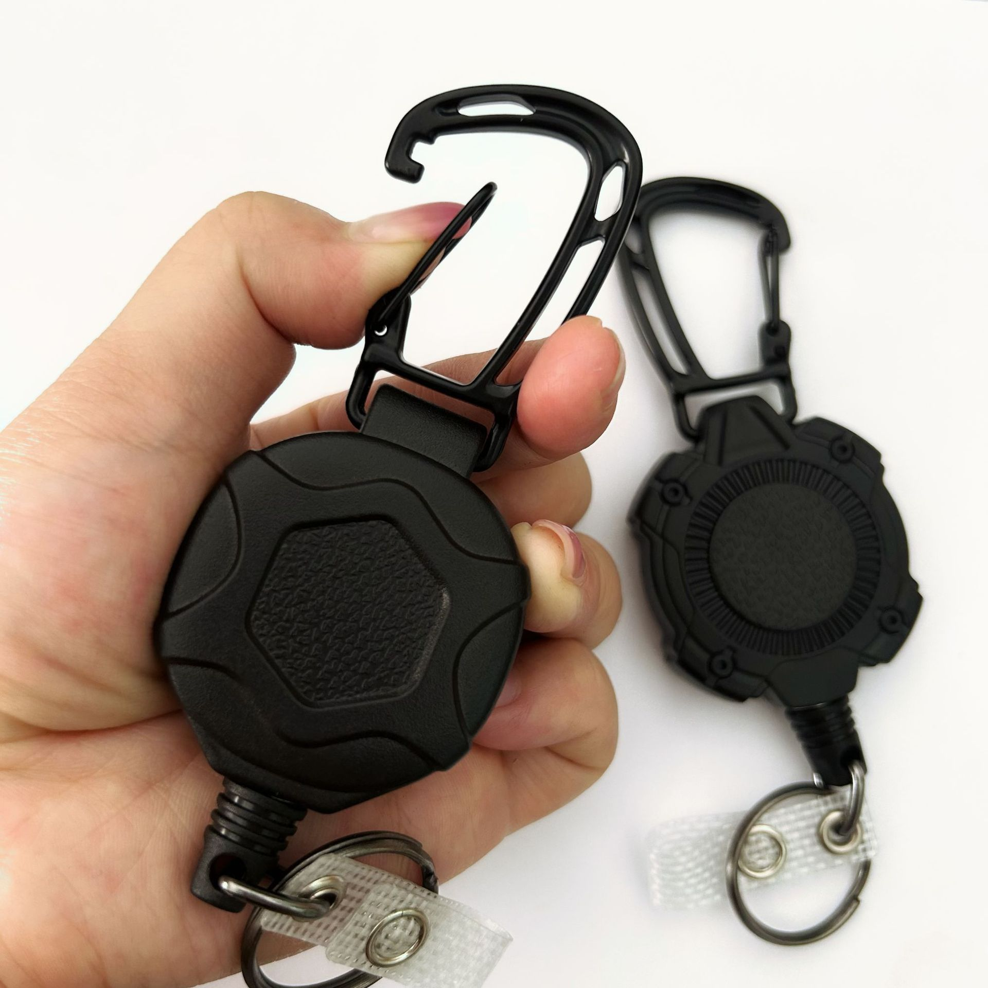 Pullther heavy-duty retractable keychain badge holder outdoor key promotion high-quality ABS safety buckle custom carabiner