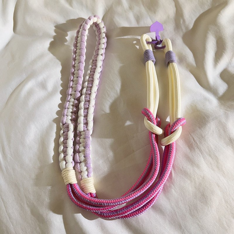 Colors Macrame Lanyard Handmade Phone Accessories Cute ID Work Badge Holder Floral Key chain Strap Design Decoration