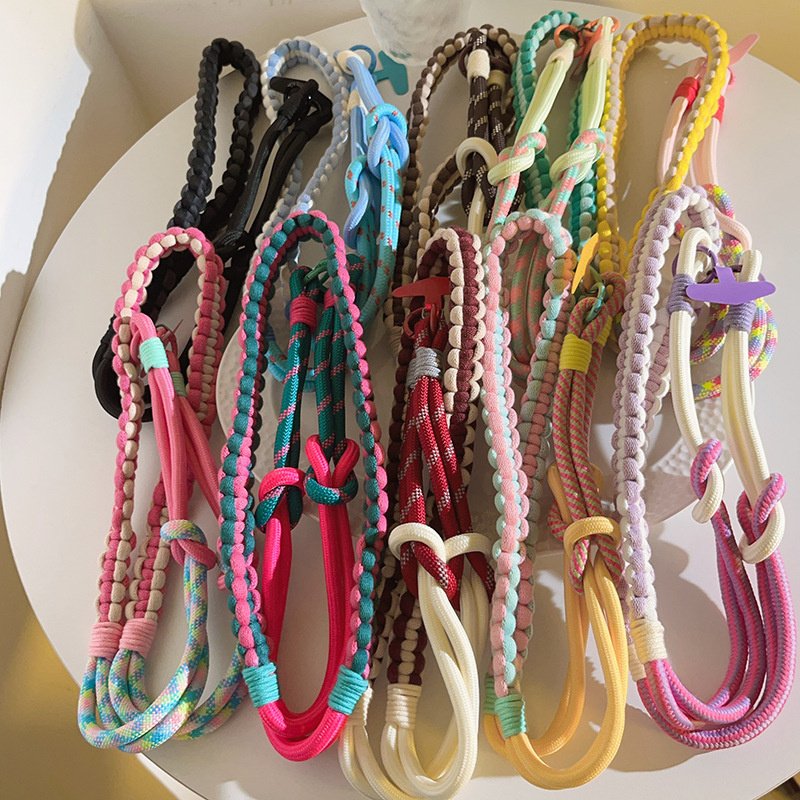 Colors Macrame Lanyard Handmade Phone Accessories Cute ID Work Badge Holder Floral Key chain Strap Design Decoration