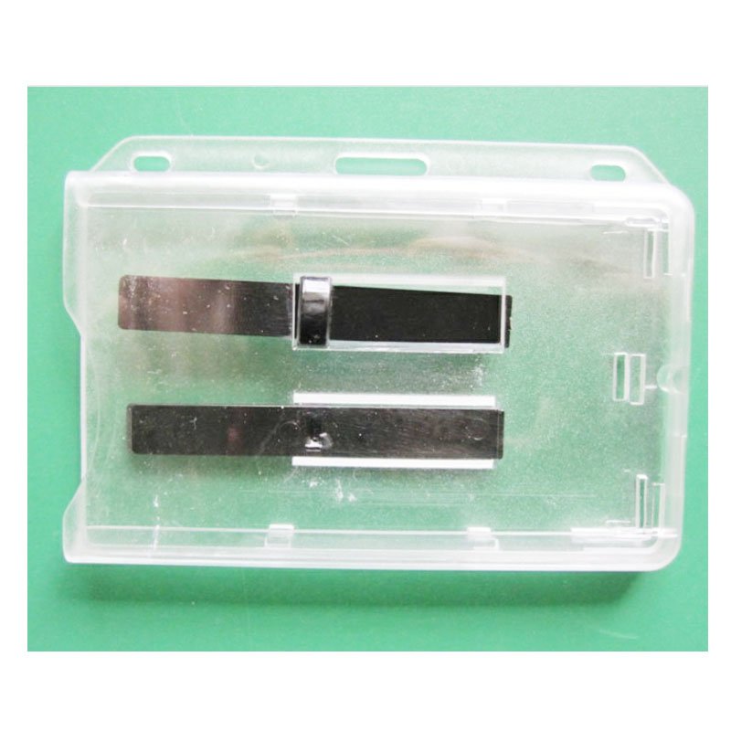 Frosted Polycarbonate Access Card Holder Horizontal Rigid Badge Holder With Clear Extractor Slider
