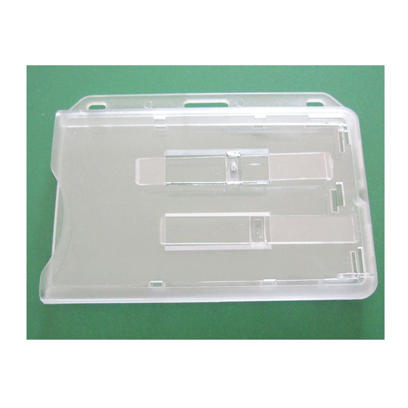 Frosted Polycarbonate Access Card Holder Horizontal Rigid Badge Holder With Clear Extractor Slider