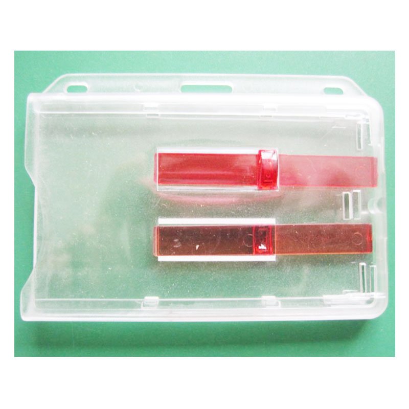 Frosted Polycarbonate Access Card Holder Horizontal Rigid Badge Holder With Clear Extractor Slider