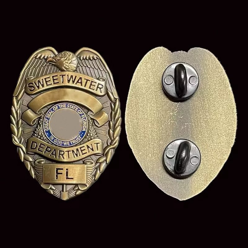 Wholesales Custom Metal Security Guard Hat Miami Department Arm Badge Holder
