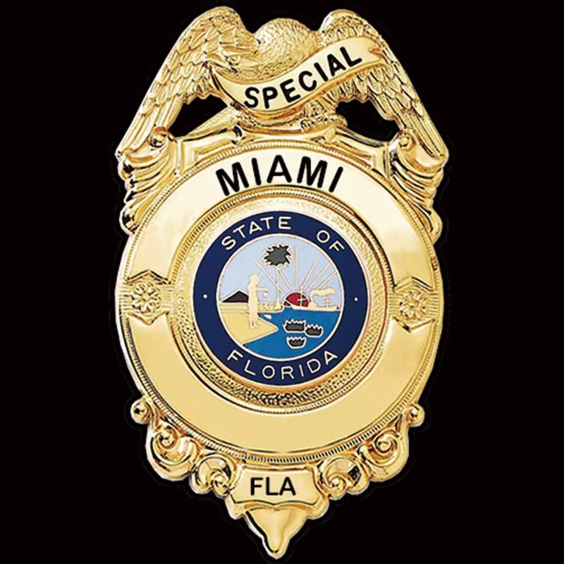 Wholesales Custom Metal Security Guard Hat Miami Department Arm Badge Holder