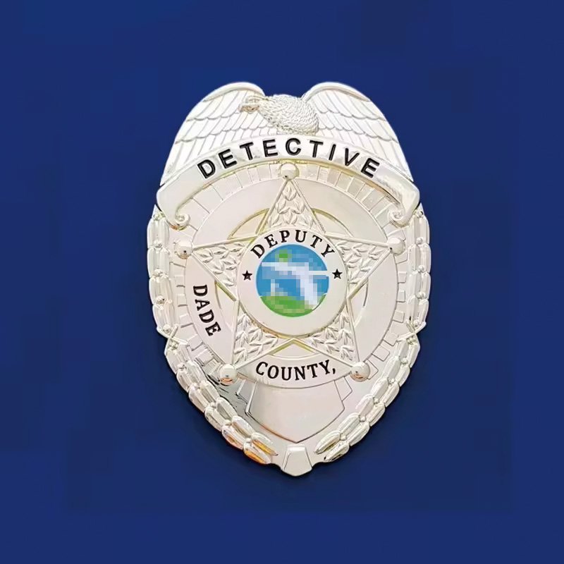 Wholesales Custom Metal Security Guard Hat Miami Department Arm Badge Holder