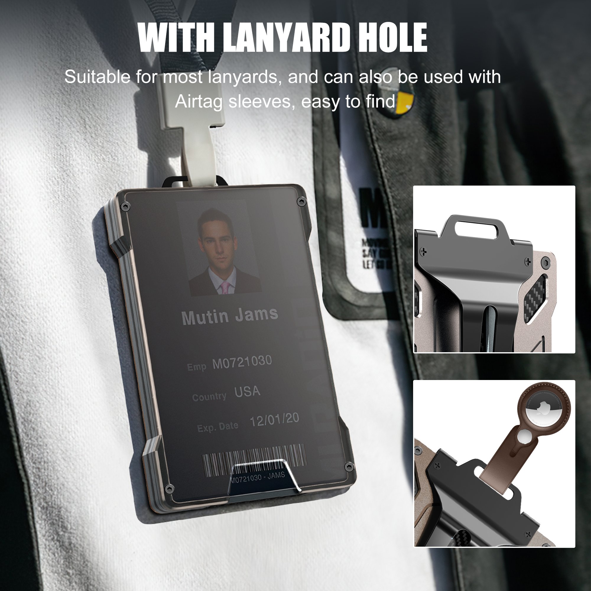 Men's Slim Card Wallet Large Capacity Business Style Transparent ID Card Slot Lanyard Holder Small Size Wallet Money Clip
