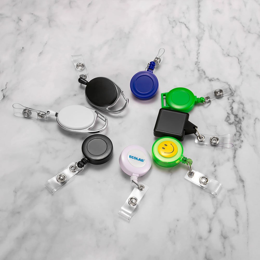YoYo ID reel badge carabiner badge reel Custom logo Round Retractable Id Card Working Badge Holder
