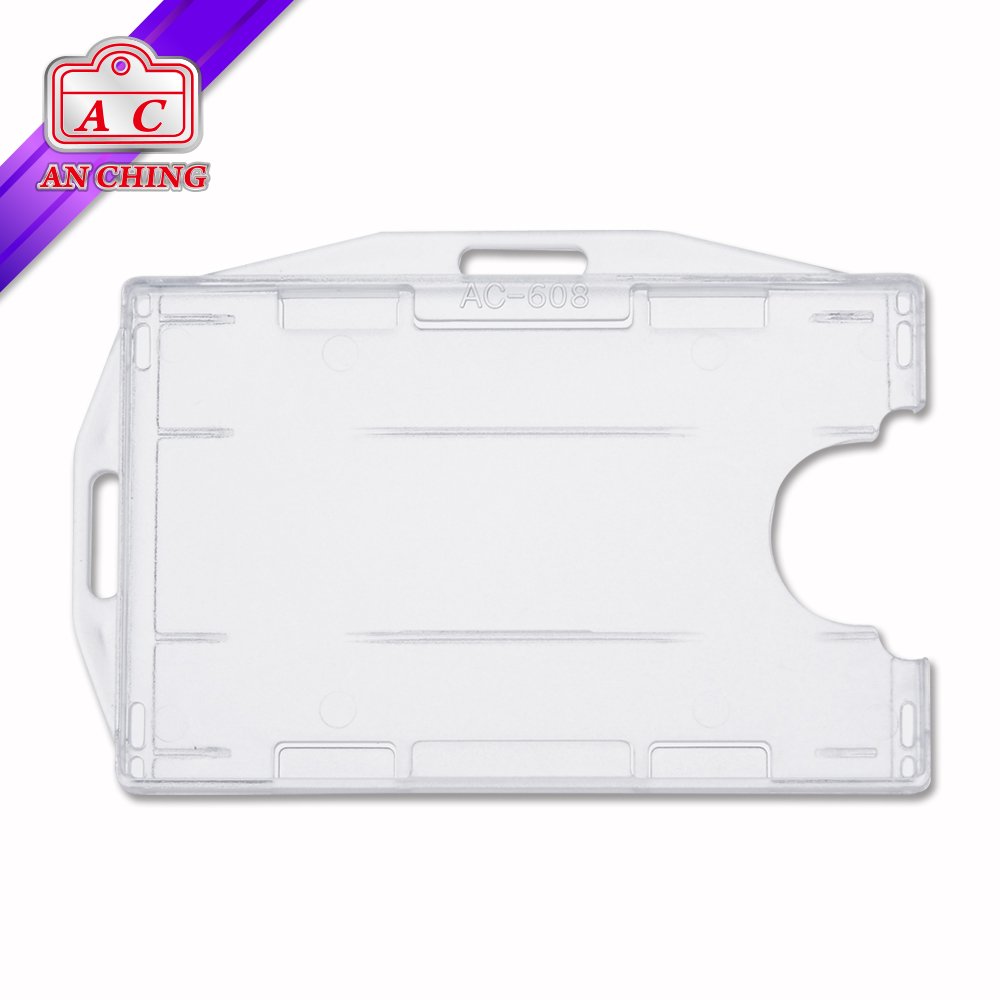 Two Side ID Two Cards Hard Plastic Badge Holder