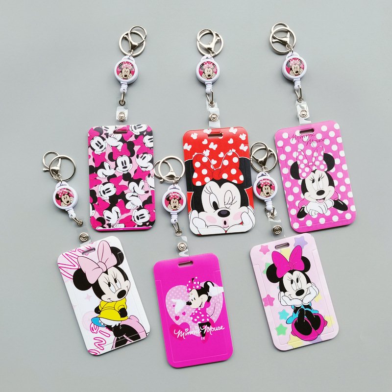 Promotional Gifts Cartoon Cute Minnie Card Holders With Scalable Lanyards Phone ID Badge Work Card Case Anti Lost Accessories