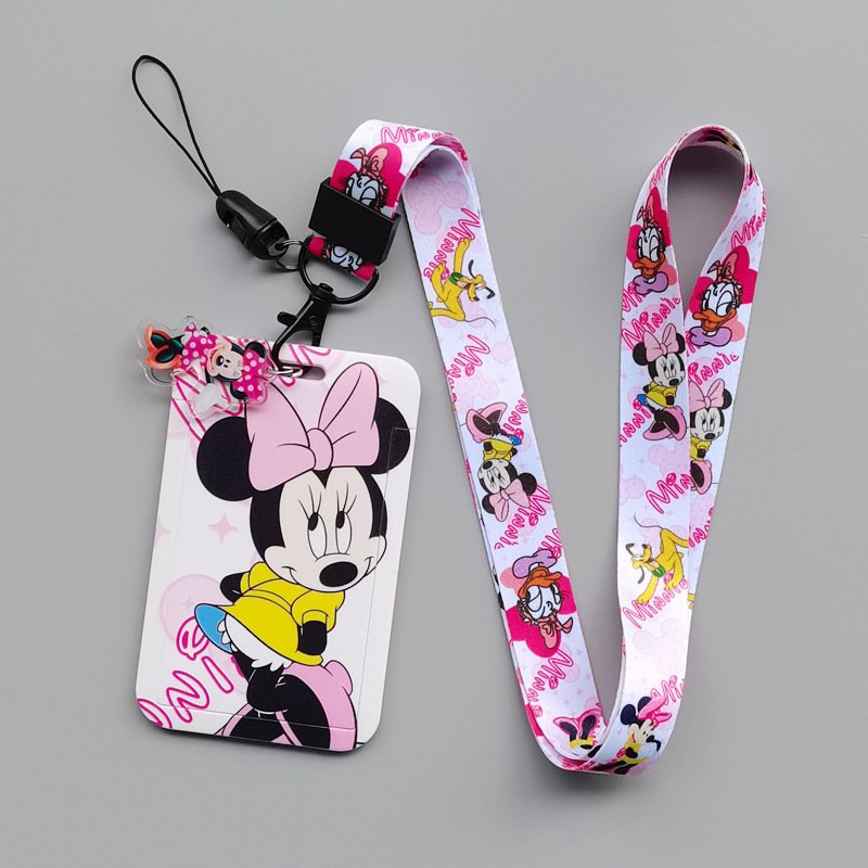 Promotional Gifts Cartoon Cute Minnie Card Holders With Scalable Lanyards Phone ID Badge Work Card Case Anti Lost Accessories