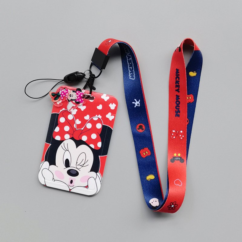 Promotional Gifts Cartoon Cute Minnie Card Holders With Scalable Lanyards Phone ID Badge Work Card Case Anti Lost Accessories