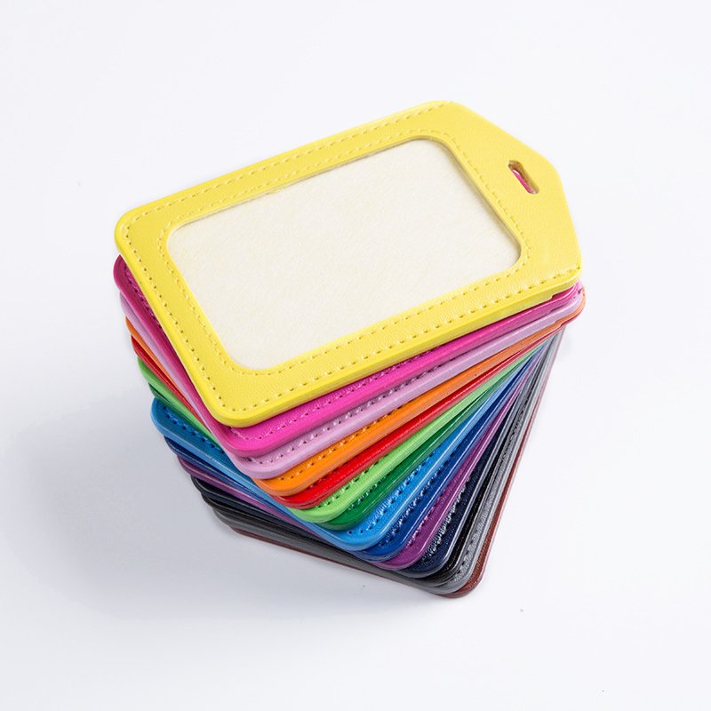 PU leather working job badge ID card holder student business credit card holder flat card pocket