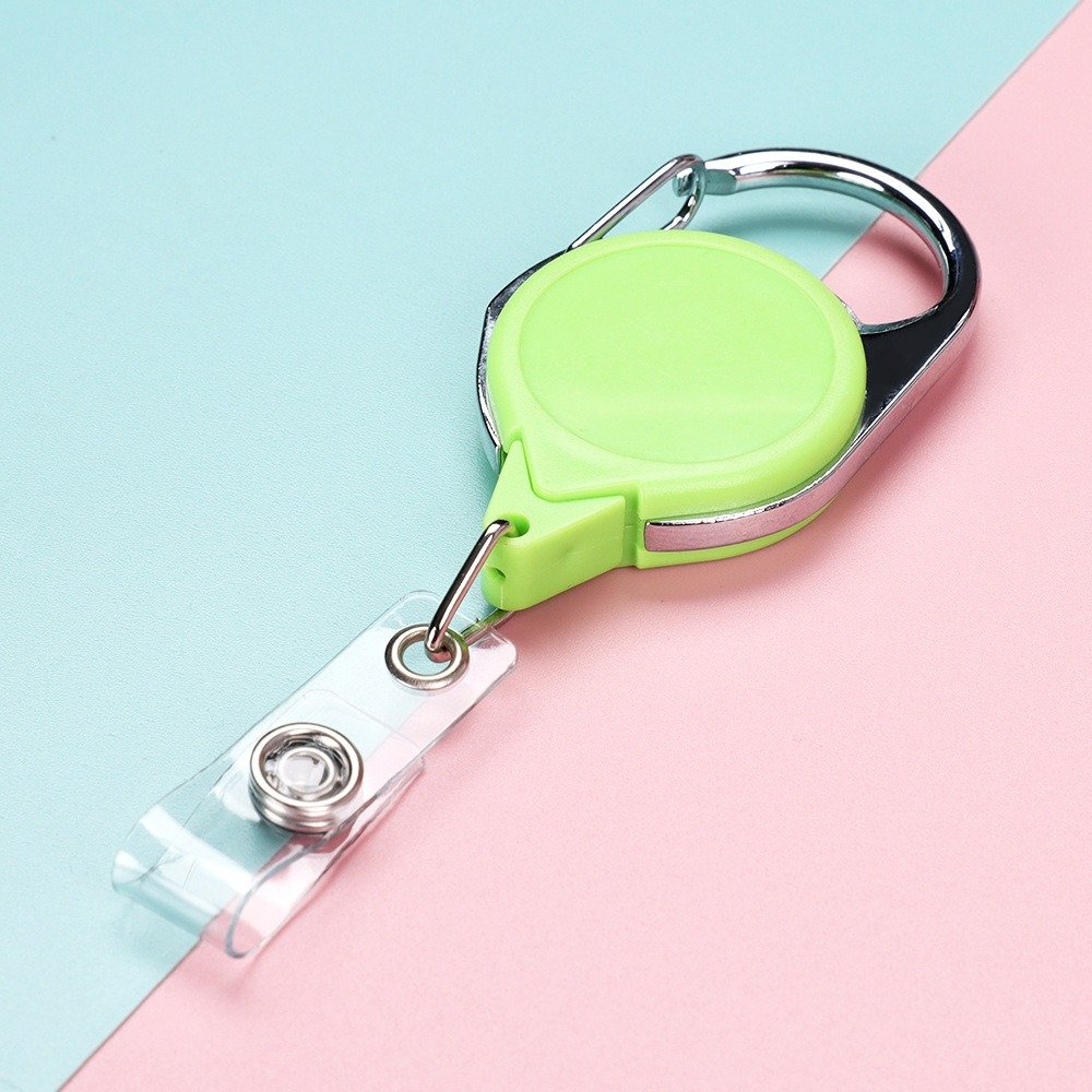 Carabiner Retractable Badge Pull Reel Holder Customized Logo Zinc Alloy Plastic Solid Color Badge Clip