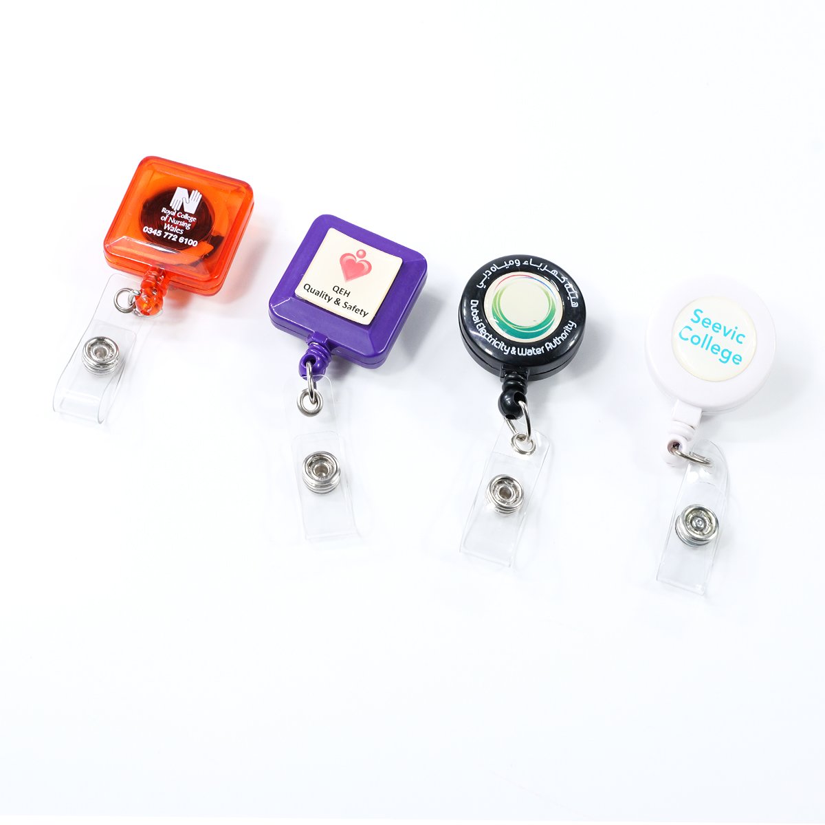 Wholesale design custom logo blank sublimation printing resin retractable id card clip badge reel holder with alligator clip