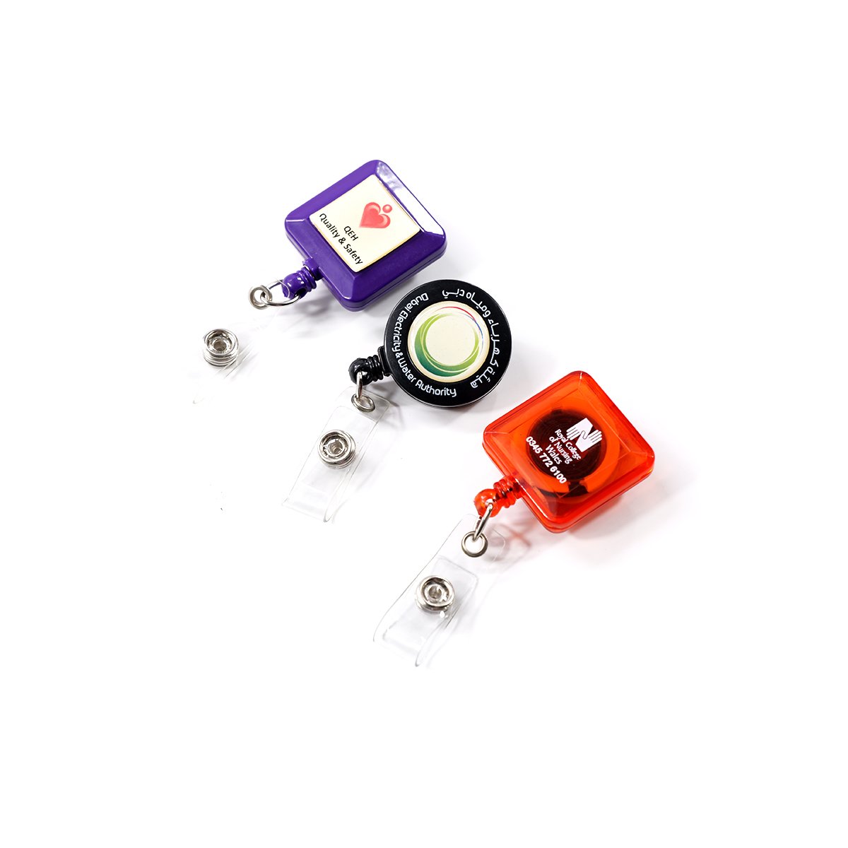 Wholesale design custom logo blank sublimation printing resin retractable id card clip badge reel holder with alligator clip