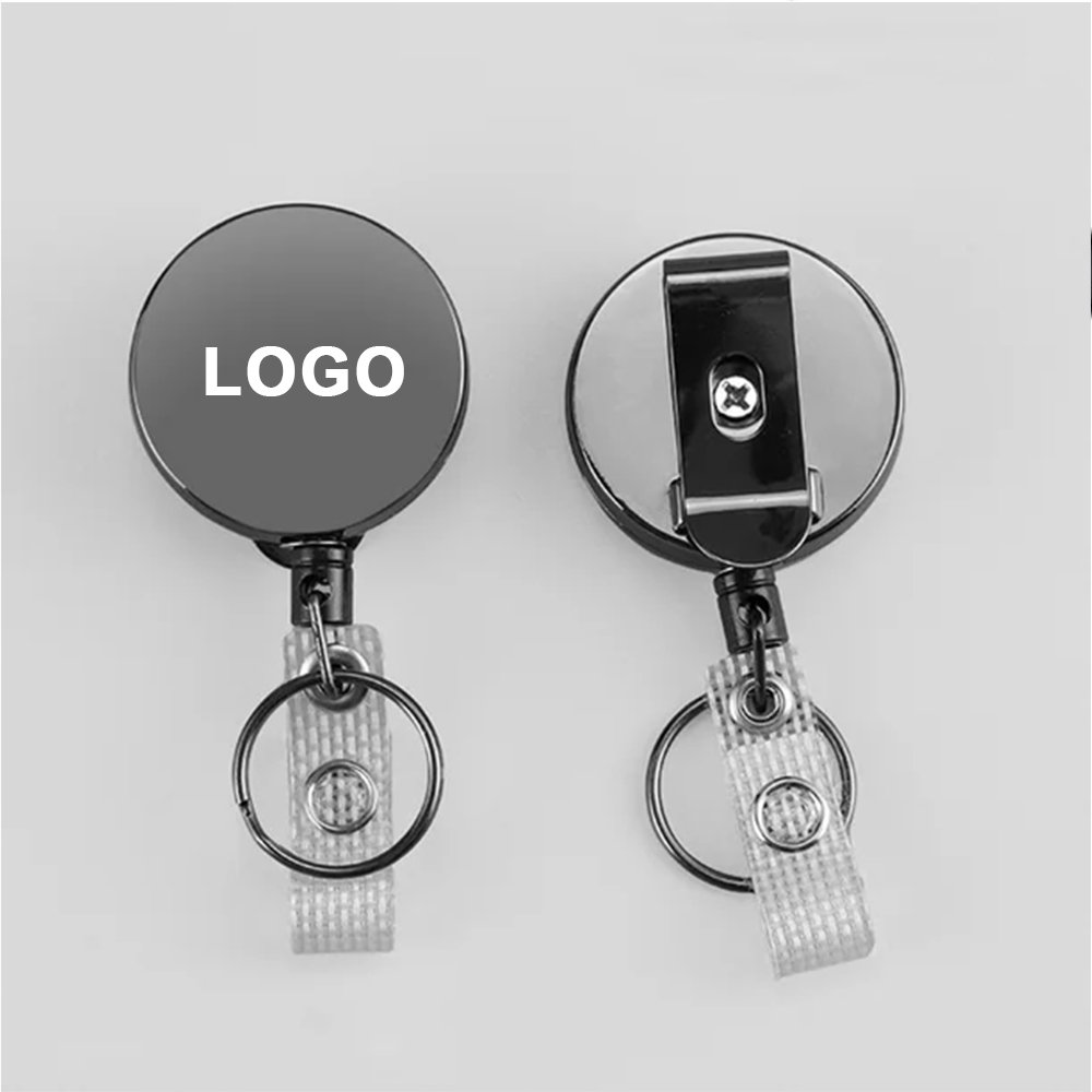 ID Card Badge Reel 60cm Steel Retractable Cord Badge Reel Belt Clip Key Ring Badge Holder Reel for Name Card Keychain
