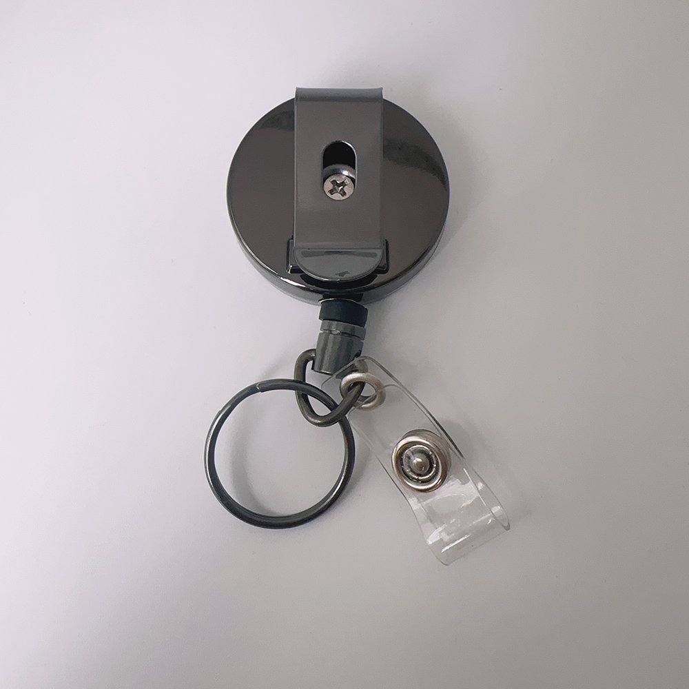 ID Card Badge Reel 60cm Steel Retractable Cord Badge Reel Belt Clip Key Ring Badge Holder Reel for Name Card Keychain