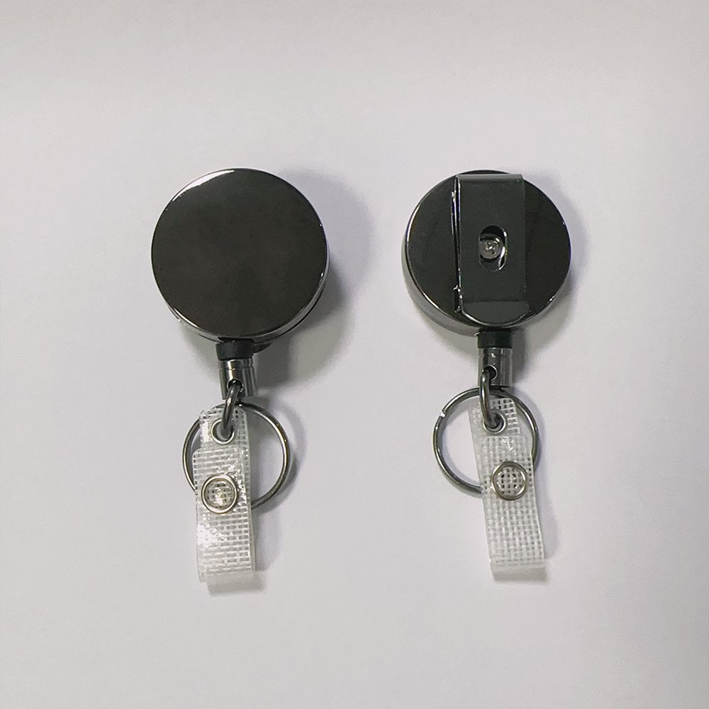 ID Card Badge Reel 60cm Steel Retractable Cord Badge Reel Belt Clip Key Ring Badge Holder Reel for Name Card Keychain