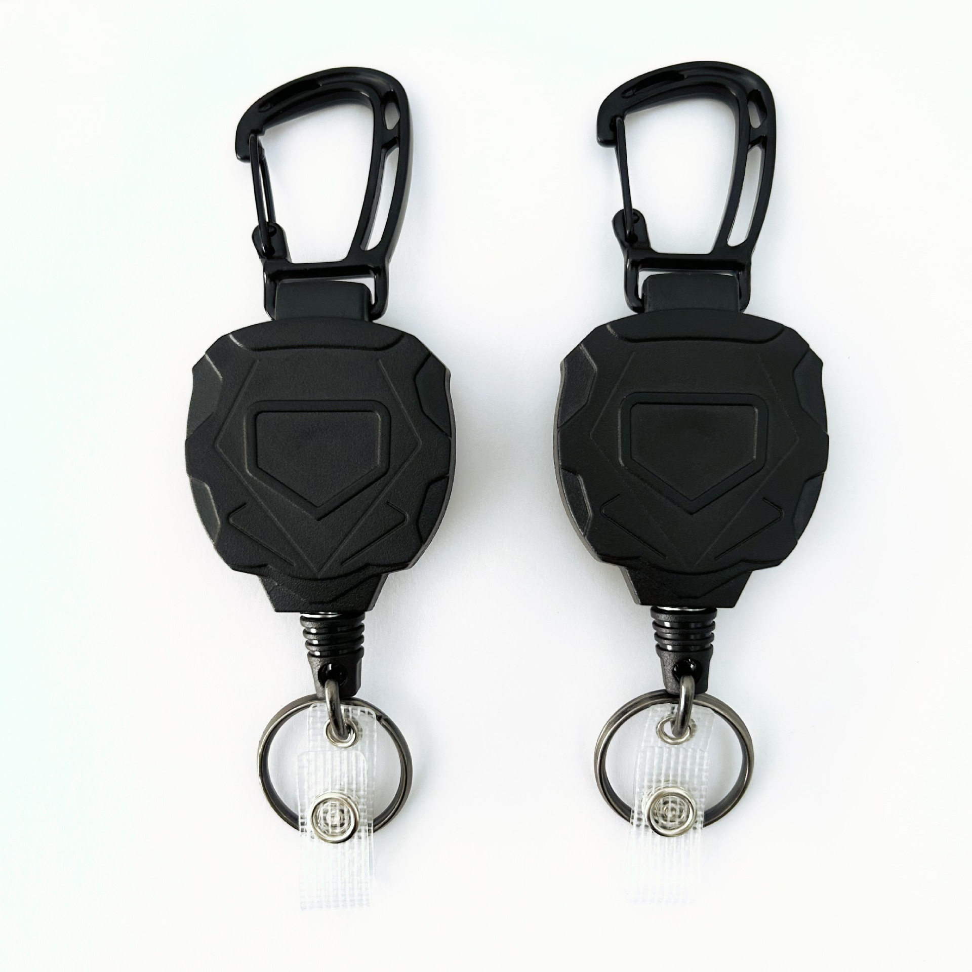 Pullther with card sleeve keychain, retractable badge scroll, automatic rebound heavy-duty camping keychain, key carabiner