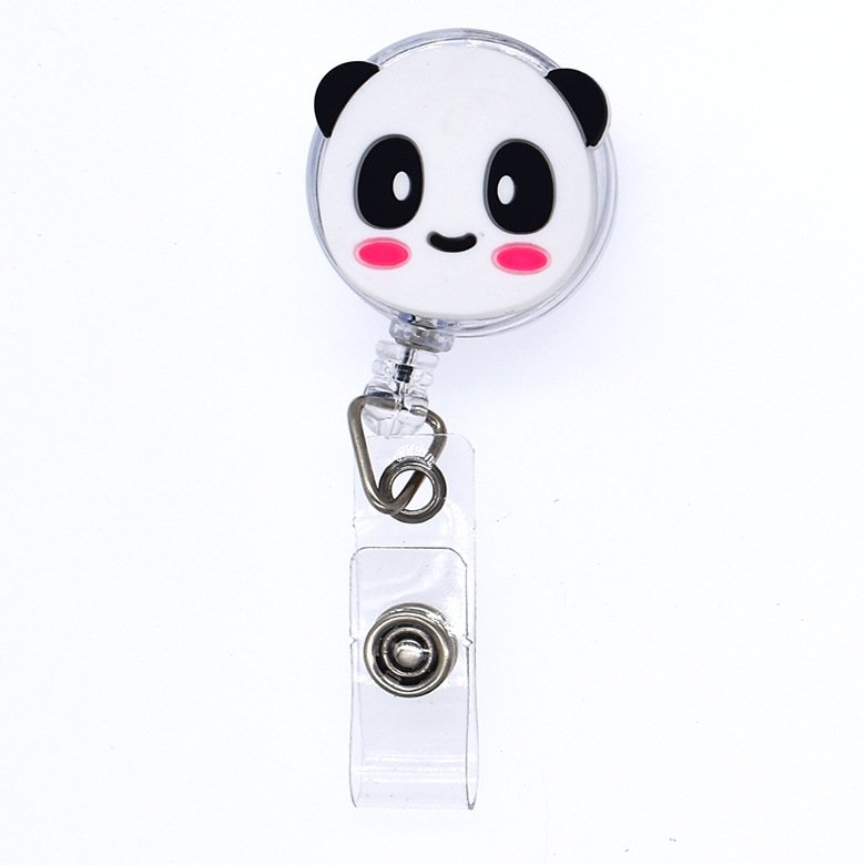 Rubber Animal Retractable Nurse Badge Holder Reels With Belt Clip Id Card Holder Name Badge Reel Acrylic Clips Student Teacher