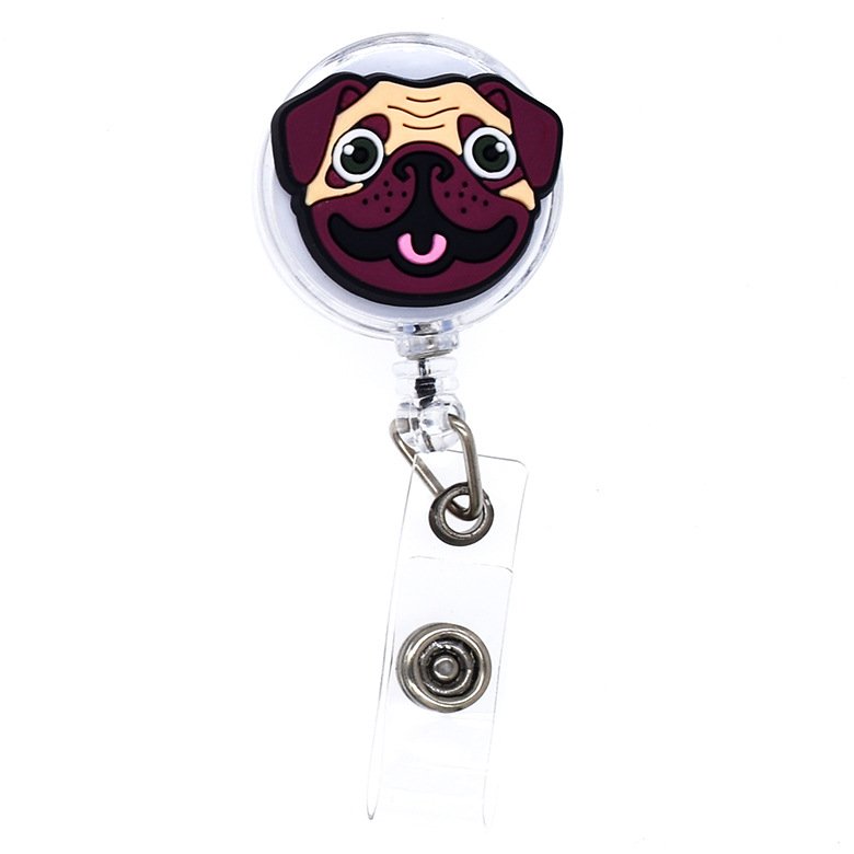 Rubber Animal Retractable Nurse Badge Holder Reels With Belt Clip Id Card Holder Name Badge Reel Acrylic Clips Student Teacher