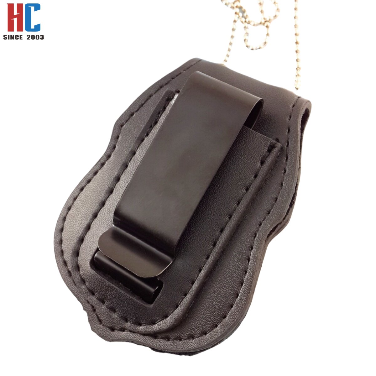 20 Years Factory Custom security metal enamel badge with leather holder with your own design