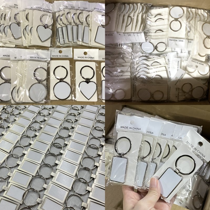 Heat Transfer DIY Crafts keychain with logo key holder Single-sided sublimation metal keychain