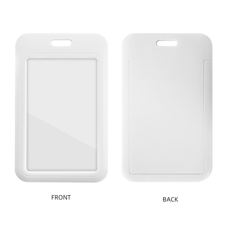White Vertical ID Badge Holders, Hard Plastic Card Cases with Clear Window, ID Card Holder for School, Plastic i'd card holder