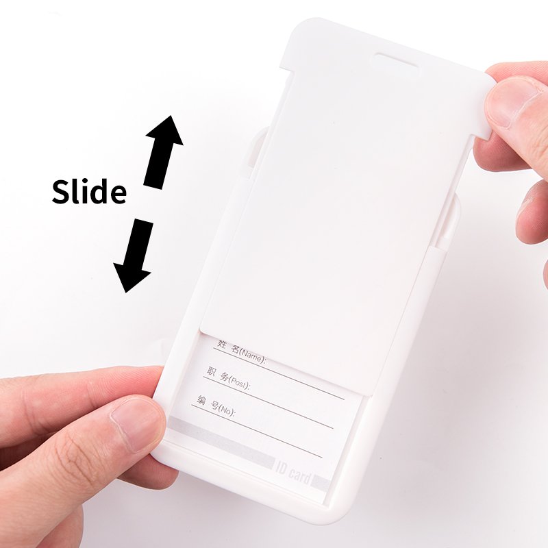 White Vertical ID Badge Holders, Hard Plastic Card Cases with Clear Window, ID Card Holder for School, Plastic i'd card holder