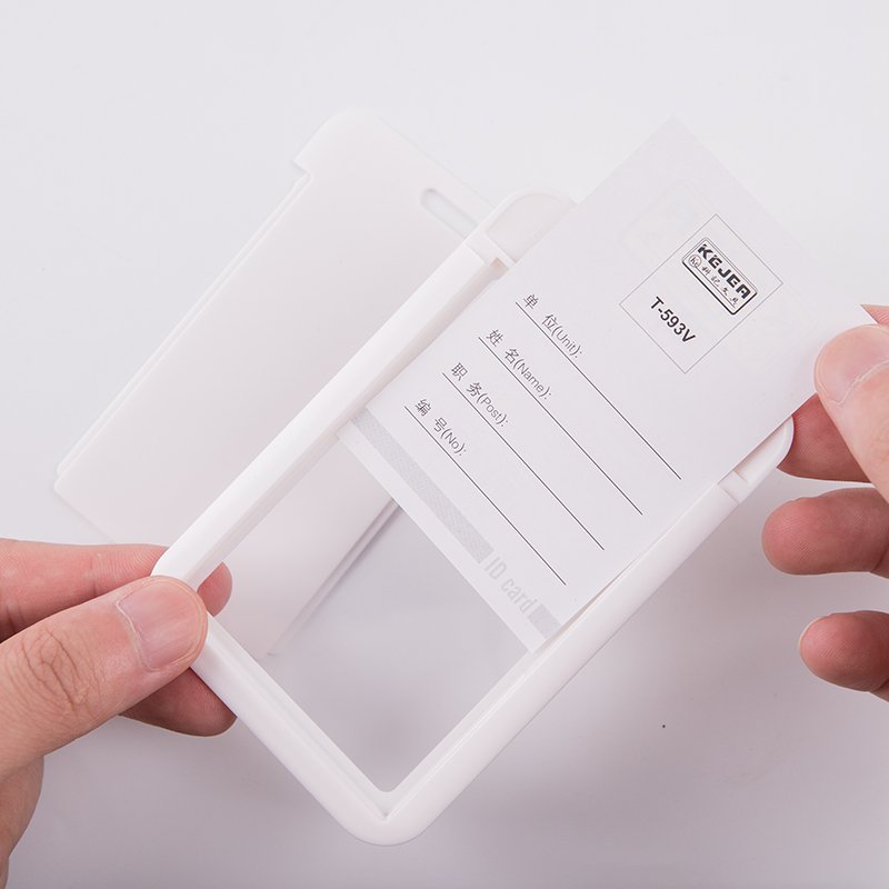 White Vertical ID Badge Holders, Hard Plastic Card Cases with Clear Window, ID Card Holder for School, Plastic i'd card holder