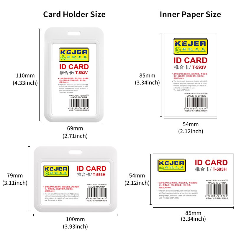 White Vertical ID Badge Holders, Hard Plastic Card Cases with Clear Window, ID Card Holder for School, Plastic i'd card holder