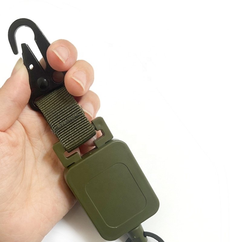 Tiktok Hot Selling Outdoor Army Green Plastic Retractable Badge Reels Sublimation Retractable Keychain Badge Holder