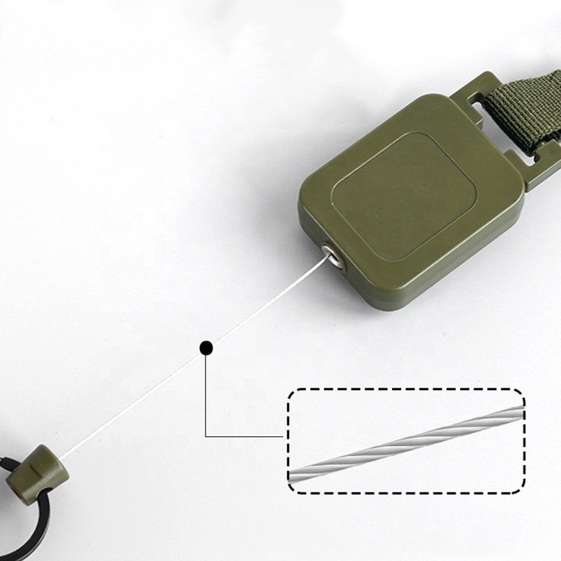 Tiktok Hot Selling Outdoor Army Green Plastic Retractable Badge Reels Sublimation Retractable Keychain Badge Holder