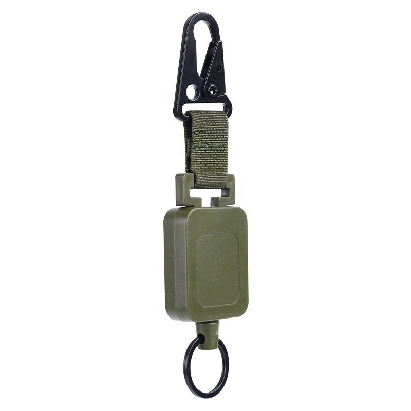 Tiktok Hot Selling Outdoor Army Green Plastic Retractable Badge Reels Sublimation Retractable Keychain Badge Holder