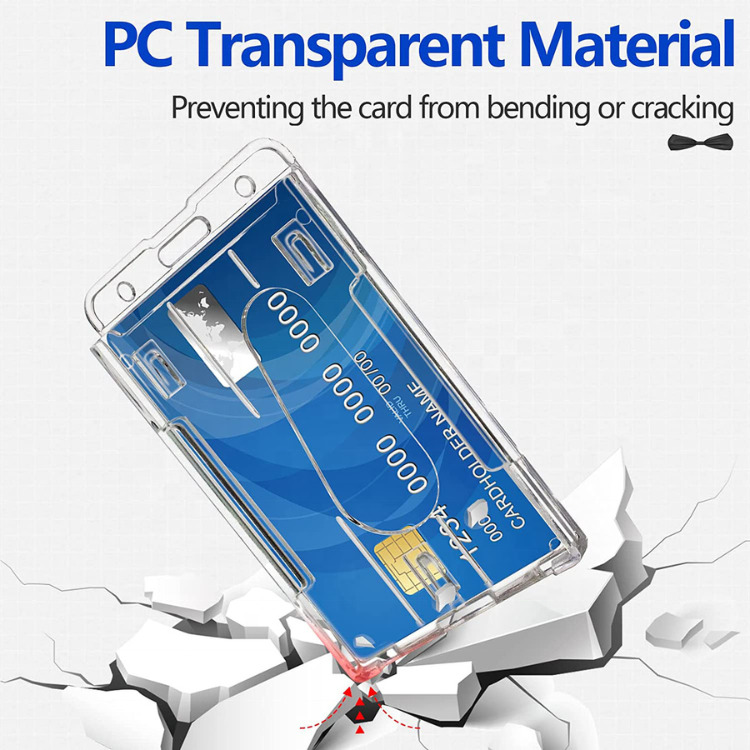 Straight Crystal Clear Tag Two Cards ID Plastic Holder Badge