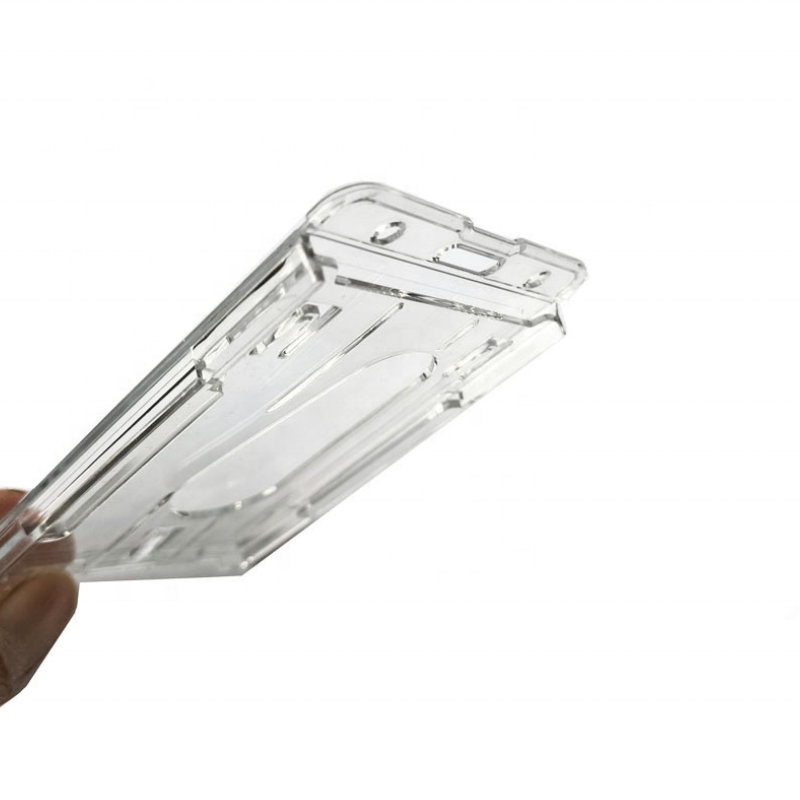 Straight Crystal Clear Tag Two Cards ID Plastic Holder Badge