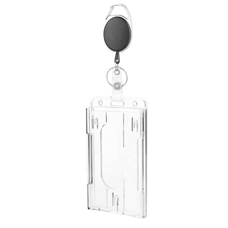Straight Crystal Clear Tag Two Cards ID Plastic Holder Badge