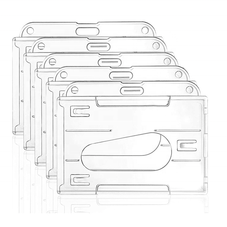 Straight Crystal Clear Tag Two Cards ID Plastic Holder Badge