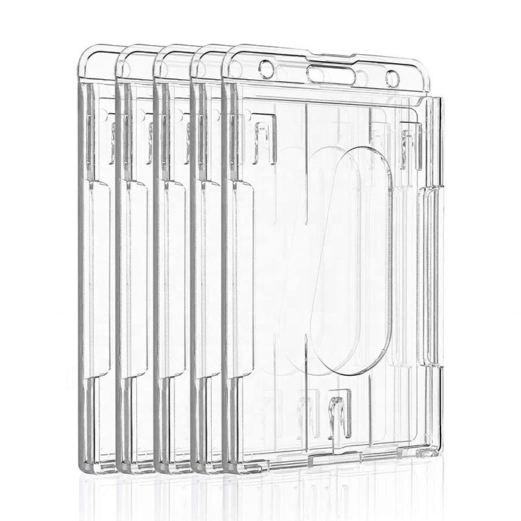 Straight Crystal Clear Tag Two Cards ID Plastic Holder Badge