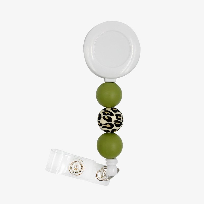 Silicon Beads Id Badge Holder with Clip Retractable ID Badge Reels for Nurses Teachers