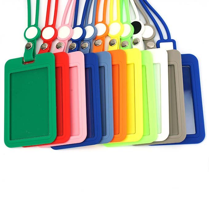 Wholesale Custom Environmentally Friendly Silicone ID Card Badge Holder with Lanyards