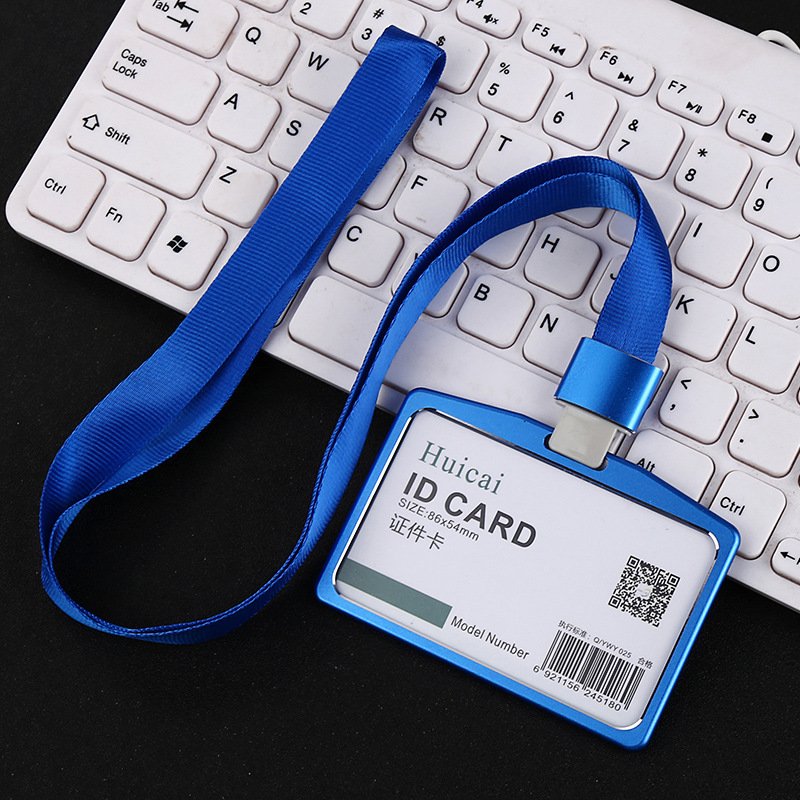Company Employess Tag Aluminum Alloy Badges Holder for Office Staff ID Card Clear Pass Name Work Credentials Sleeve Hang Lanyard