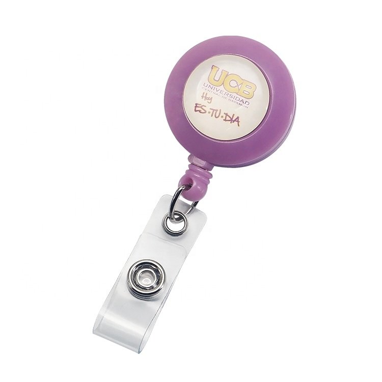Wholesale custom sublimation logo plastic acrylic blank teacher alligator clip retractable pull yoyo ID card badge holder reel